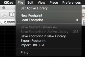 Dia 6.1: The File drop down menu, providing options for saving your footprint